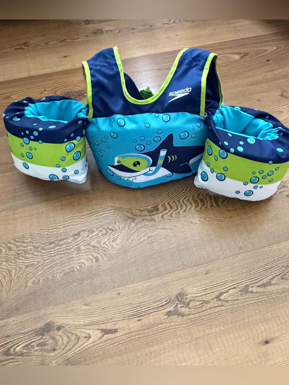 Speedo toddler Navy Swim Float Vest with Teal & Lime Accents summer pool beach